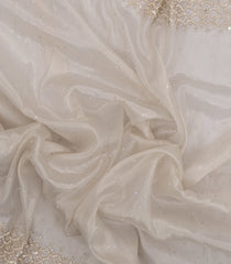 White Woven Organza Tissue Saree With Embroidered Motifs -EN1781