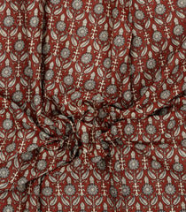 Maroon Printed Jaipur Cotton Saree With Chevron Motifs-JC1903