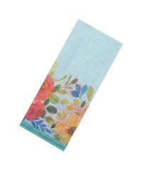 Turquoise Printed Synthetic Linen Saree With Floral Motifs-SY0160