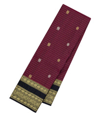 Maroon Handloom Kanchipuram Silk Saree With Checks & Buttas-KA15019-Maroon