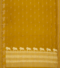 Mustard Woven Synthetic Dola Silk Saree With Lion Motifs -BL4440