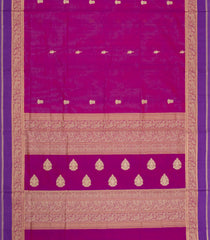 Magenta Handloom Silk Cotton Saree With Zari Buttas & Contrast Border-SC4808