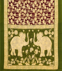 Maroon Printed Jaipur Cotton Saree With Pichwai Motifs-JC1919