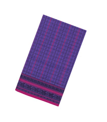 Purple Handloom Village Cotton Saree With Checks & Buttas-VC1623