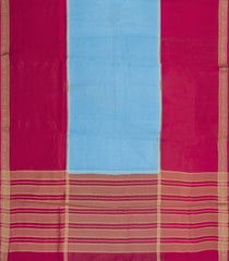 Turquoise Woven Blended Viscose With Checks & Contrast Border-BL5563