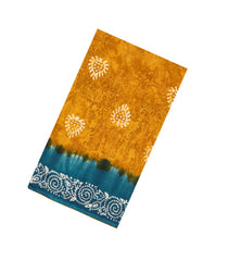 Mustard Printed Jaipur Cotton Saree With Tie & Dye Motifs-JC1862