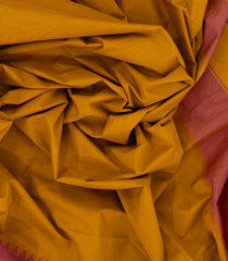 Mustard Woven Kadapa Cotton Saree With Stripes & Contrast Border-KN0671