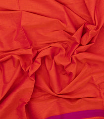 Orange Handloom Bengal Cotton Saree With Contrast Border-BG1849