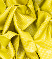 Lemon Yellow Handloom Chirala Soft Silk Saree With Checks-Lime Yellow