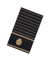 Black Handloom Silk Cotton Saree With Veldhari Stripes-SC4542