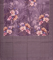 Lilac Printed Synthetic Tussar Silk Saree With Zari Border -SY0085