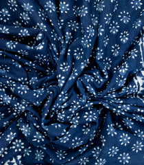 Indigo Printed Jaipur Cotton Saree With Floral Motifs-JC1448