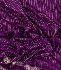 Purple Woven Mysore Silk Saree With Zari Stripes-MS3518