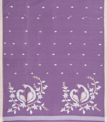 Lilac Handloom Bengal Cotton Saree With Meena Buttas-BG1959