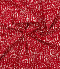 Red Printed Jaipur Cotton Saree With Printed Tribal Motifs-JC1774