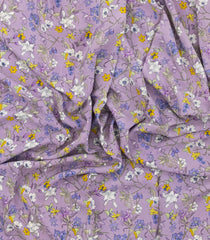 Lavender Printed Crepe Silk Saree With Floral Motifs-PS0908