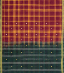 Crimson Woven Kadappa Cotton Saree With Checks-KN0762