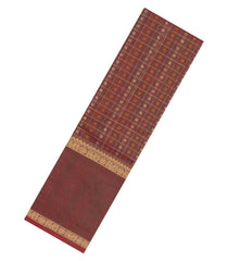 Brown Handloom Kanchi Cotton Saree With Checks-KC1817