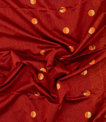 Red Handloom Maheswari Silk Cotton Saree With Buttas-SC4153