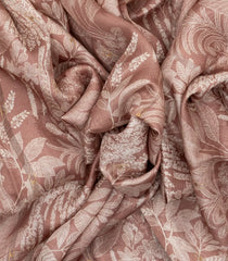 Dusty Pink Handloom Tussar Saree With Printed Floral Motifs-TU3048