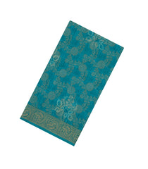 Turquoise Printed Synthetics Dola Silk Saree With Floral Zari Motifs-BL5251
