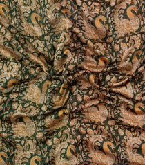 Green Printed Chanderi Cotton Saree With Zari Border-CC1504