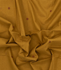 Oil Mustard Handloom Bengal Cotton Saree With Kamalam Buttas-BG1783