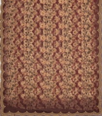 Maroon Woven Blended Chiffon Saree With Printed Floral Motifs & Embroidered Selvage-EN1905