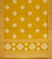 Mustard Printed Art Dola Silk Saree With Stripes & Floral Motifs-BL5752