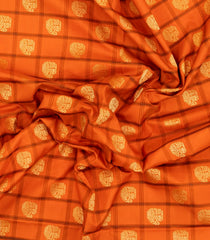 Mustard Handloom Pochampally Silk Saree With Checks & Buttas-IK0437