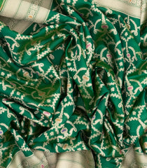 Green Handloom Organza Satin Soft Silk Saree With Floral Motifs-SO4115