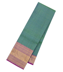 Green Handloom Kanchipuram Silk Saree With Zari Checks & Buttas-KA16308