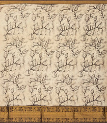 Black Blended Silk Saree With Kalamkari Krishan Print