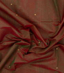 Rust Handloom Silk Cotton Saree With Buttas & Contrast Border-SC4020
