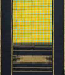 Mustard Handloom Korvai Kanchipuram Silk Saree With Checks -KA16775
