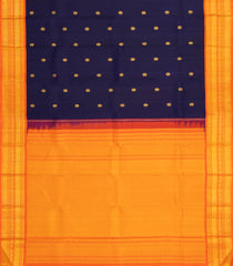 Navy Blue Handloom Korvai Kanchipuram Silk Saree With Orange Border-KA14008