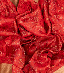 Red Handloom Soft Silk Saree With Floral Vine Motifs-SO4271