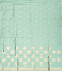 Turquoise Woven Synthetic Supernet Saree With Floral Motifs-BL4239
