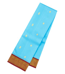 Light Blue Handloom Korvai Kanchipuram Silk Saree With Zari Buttas-KA16724