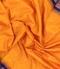 Mango Yellow Handloom Gadwal Silk Saree With Buttas & Contrast Border-GA0425