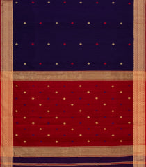 Dark Purple Handloom Maheswari Silk Cotton Saree With Buttas-SC4168