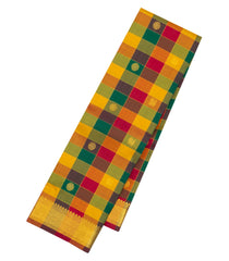 Multi Colour Handloom Kanchipuram Silk Saree With Checks & Buttas-KA15911