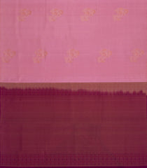 Dusty Pink Handloom Soft Silk Saree With Floral Zari Motifs-SO4354