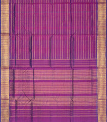 Purple Handloom Silk Cotton Saree With Beldari Stripes-SC3718