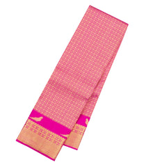 Pink Handloom Kanchipuram Silk Saree With Rudraksham Motifs & Zari Border-KA16751