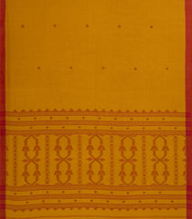 Oil Mustard Handwoven Bengal Cotton Saree With Diamond Buttas-BG1529