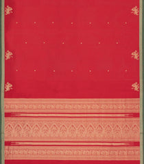 Red Handloom Village Cotton Saree With Buttas-VC1622