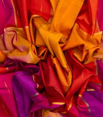 Multi Colour Handloom Kanchipuram Silk Saree With Jasmine Bud Motifs