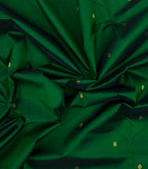 Green Handloom Silk Cotton Saree With Buttas & Contrast Border-SC4466