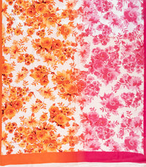 Orange & Pink Woven Crepe Silk Saree With Printed Floral Motifs-PS0521